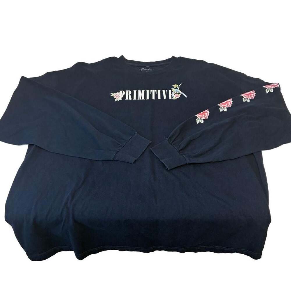 Primitive Skateboarding Floral Bird Long Sleeve T-Shirt Black 2XL